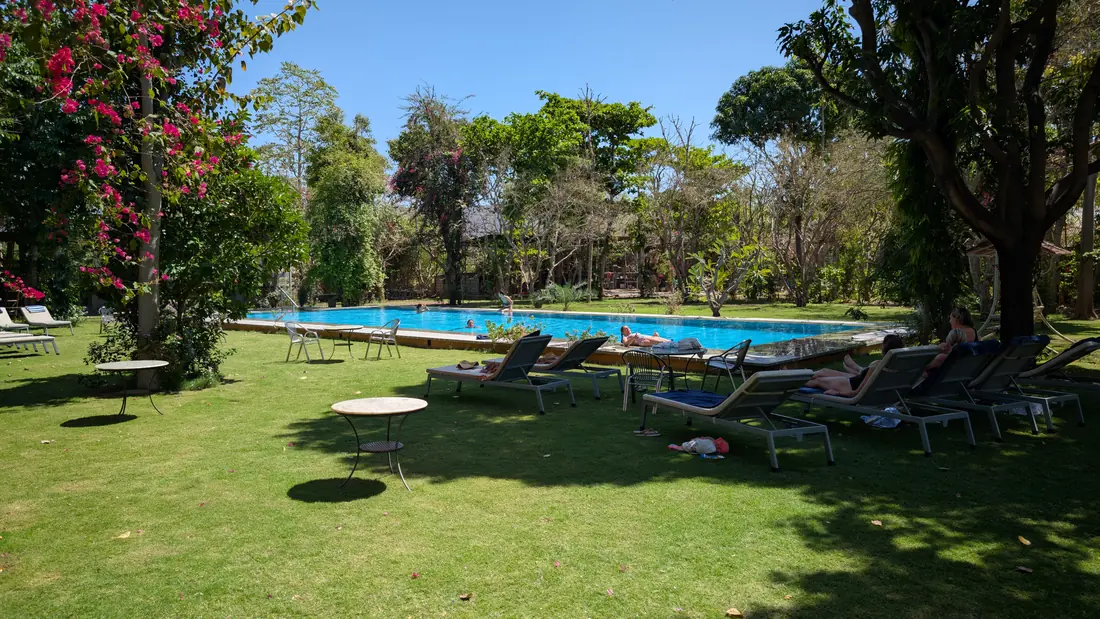 Pool wide with loungers