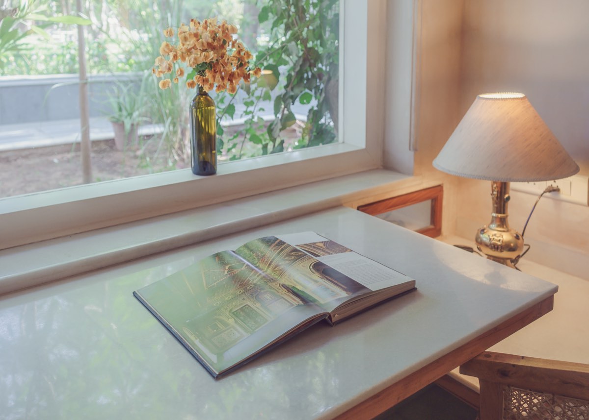 Book and lamp — material detail