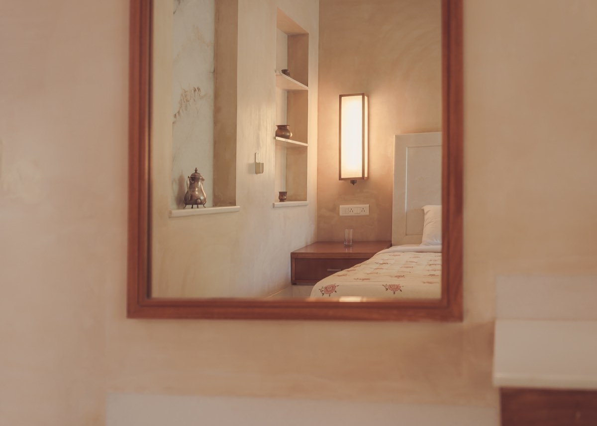 Mirror and bed reflection